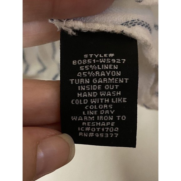 Sanctuary blue & white striped off shoulder top Linen blend size L - Picture 10 of 10